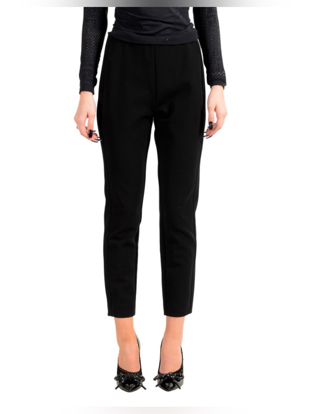 NEW Hugo Boss Attrira Black Knit Pants Stretchy Side Zipper Size 4 MSRP $298